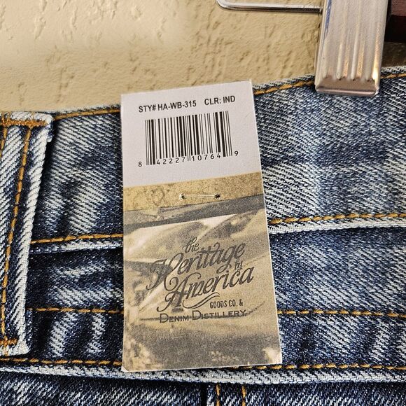 Heritage by America blue denim gold paint splatter NWT Denim Distillery 38X34 - Picture 5 of 11